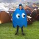 Retro Arcade Regen Poncho (Spinning Hat), blau